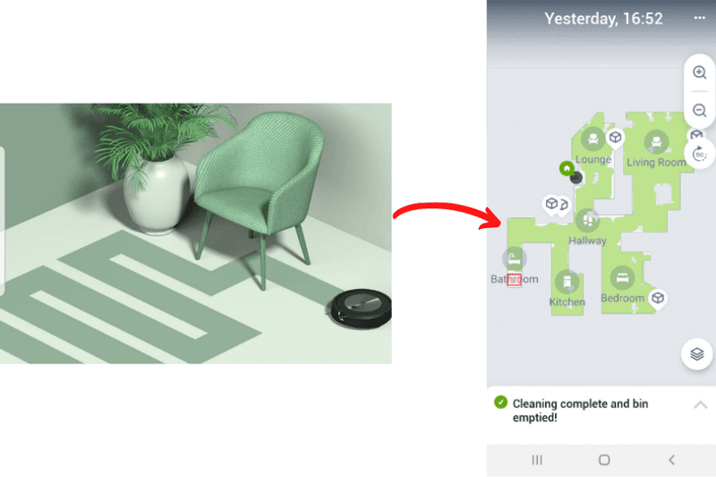 Можно увидеть структурированную навигацию робота-пылесоса iRobot Roomba
